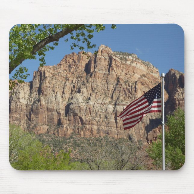 American Flag in Zion National Park I Mouse Pad (Front)