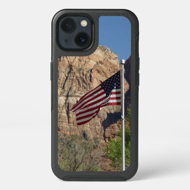 American Flag in Zion National Park I Otterbox iPhone Case (Back)