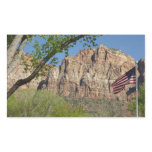 American Flag in Zion National Park I Rectangular Sticker