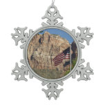 American Flag in Zion National Park I Snowflake Pewter Christmas Ornament