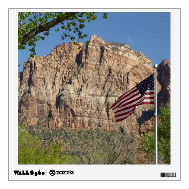 American Flag in Zion National Park I Wall Sticker (Front)