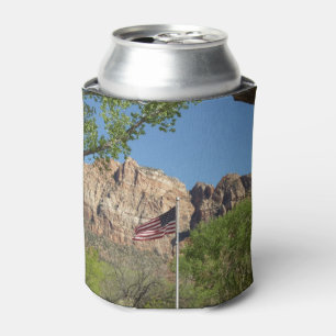American Flag in Zion National Park II Can Cooler