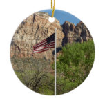 American Flag in Zion National Park II Ceramic Ornament