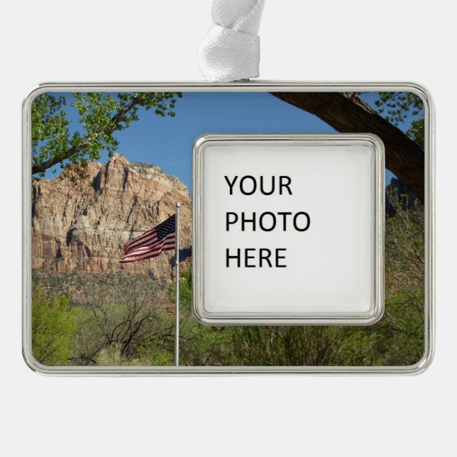 American Flag in Zion National Park II Christmas Ornament (Front)