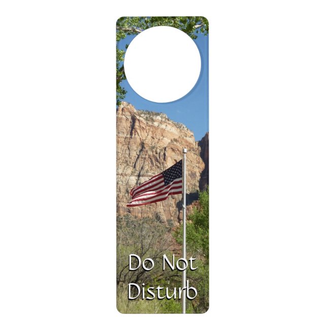 American Flag in Zion National Park II Door Hanger (Front)