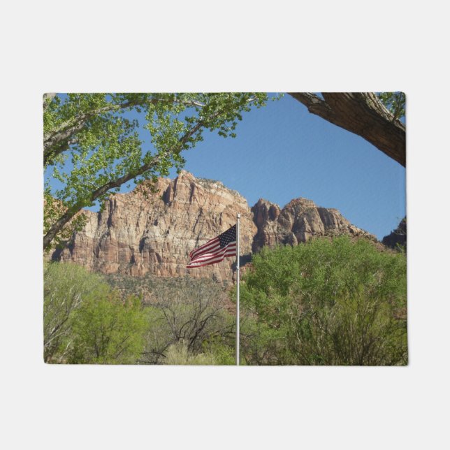 American Flag in Zion National Park II Doormat (Front)
