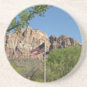 American Flag in Zion National Park II Drink Coaster
