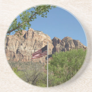 American Flag in Zion National Park II Drink Coaster