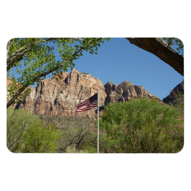 American Flag in Zion National Park II Magnet (Horizontal)