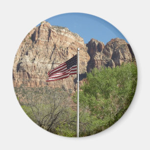 American Flag in Zion National Park II Magnet