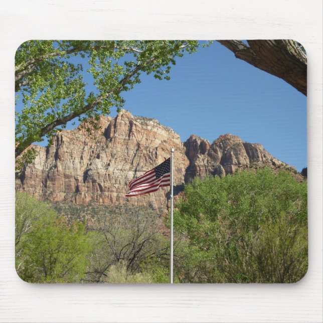 American Flag in Zion National Park II Mouse Pad (Front)