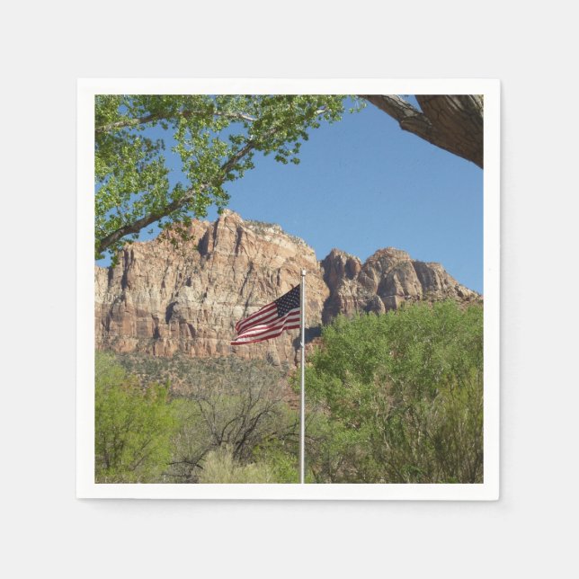 American Flag in Zion National Park II Napkins (Front)