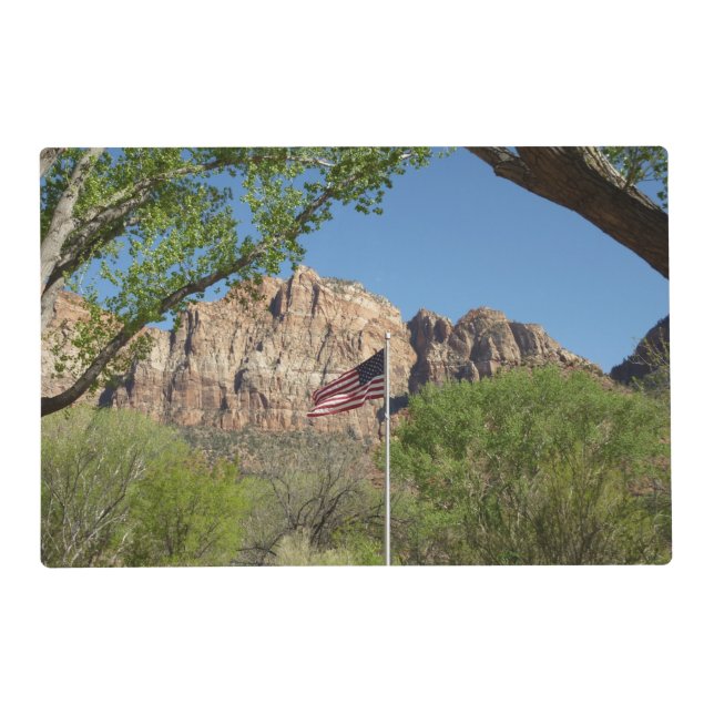 American Flag in Zion National Park II Placemat (Front)