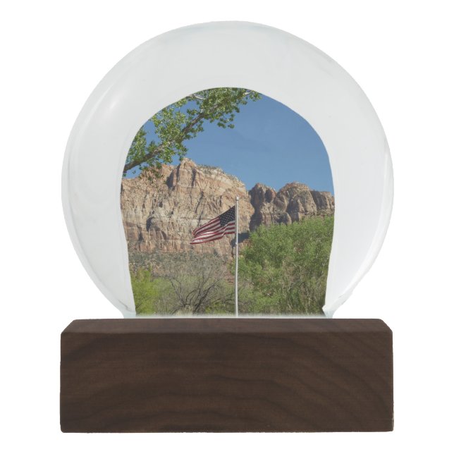 American Flag in Zion National Park II Snow Globe (Front)