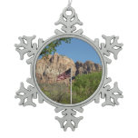 American Flag in Zion National Park II Snowflake Pewter Christmas Ornament