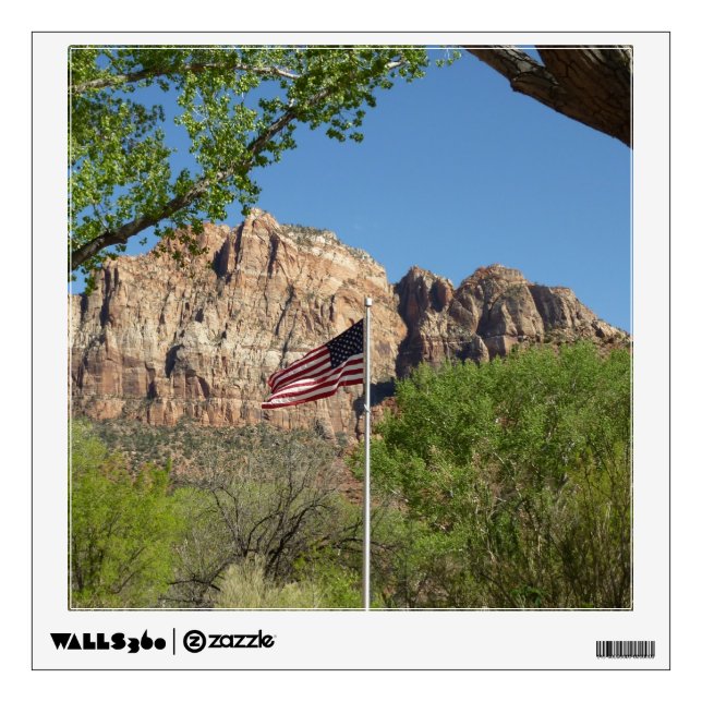 American Flag in Zion National Park II Wall Sticker (Front)