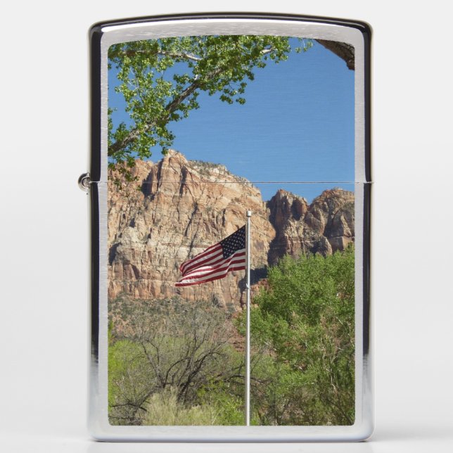 American Flag in Zion National Park II Zippo Lighter (Front)