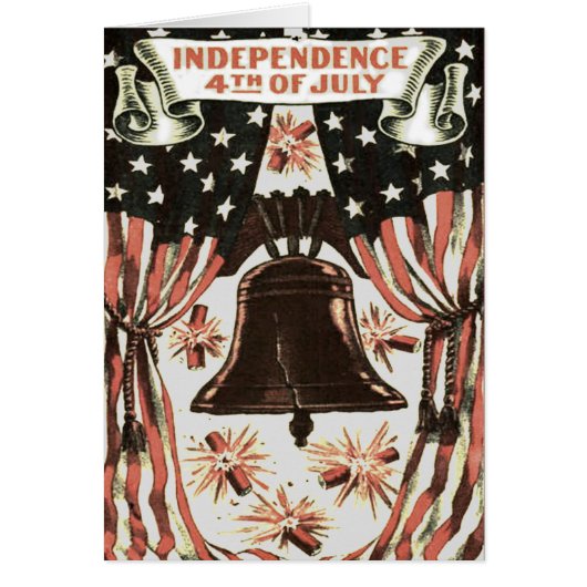 American Flag Independence Bell Fireworks Cards (Front)