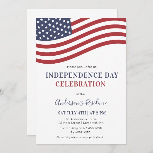 American Flag Independence Day Celebration Party Invitation