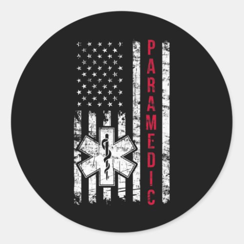 American Flag Independence Day Emt Ems Usa  Classic Round Sticker