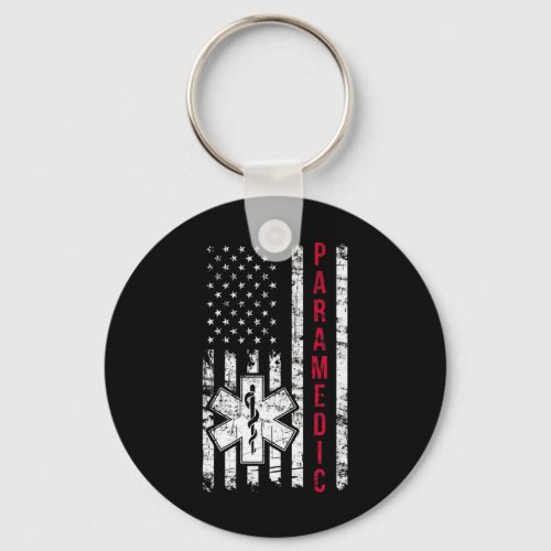 American Flag Independence Day Emt Ems Usa  Keychain