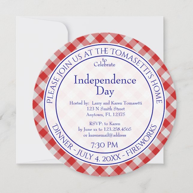 American Flag Independence Day Red, White, & Blue Invitation (Front)
