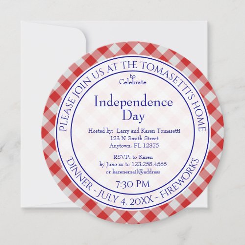 American Flag Independence Day Red White  Blue Invitation