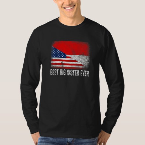 American Flag  Indonesia Flag Best Big Sister Eve T_Shirt