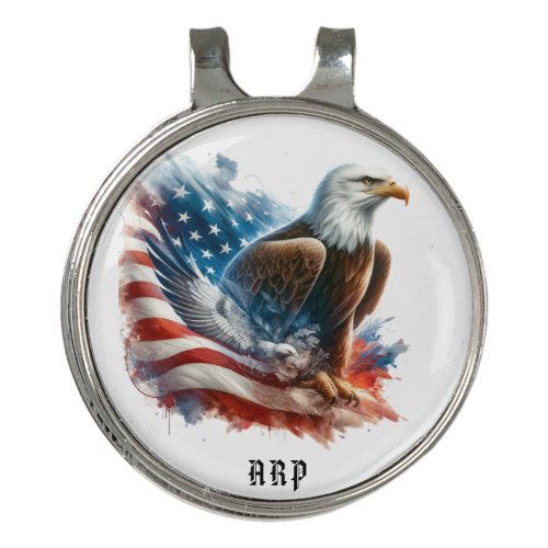  American Flag Initials USA Bald Eagle AP16 Golf Hat Clip