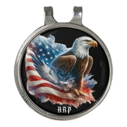  American Flag Initials USA  Bald Eagle AP16 Golf Hat Clip