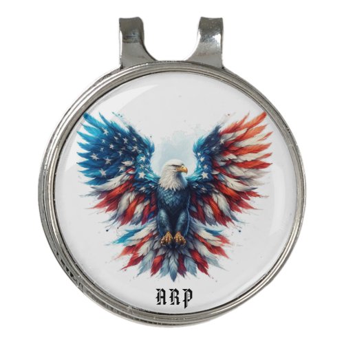  American Flag  Initials USA Bald Eagle AP16 Golf Hat Clip