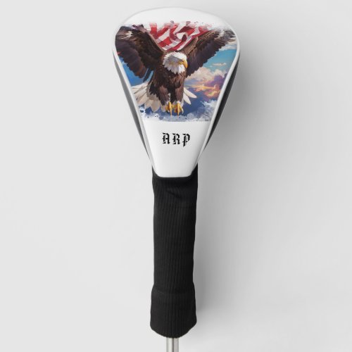  American Flag  Initials USA Bald Eagle AP16 Golf Head Cover