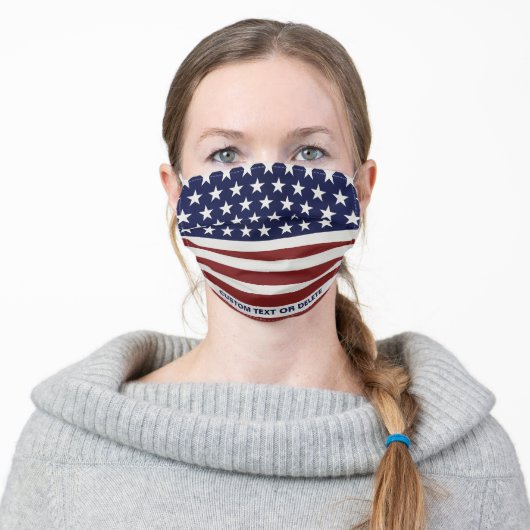 American Flag Inspired Red White Blue USA Custom Adult Cloth Face Mask (Worn)