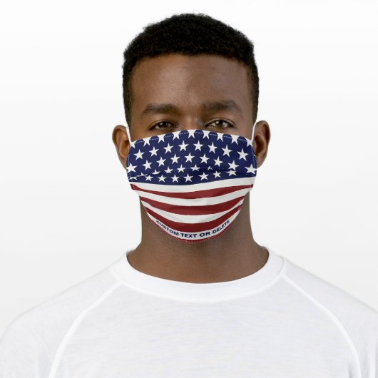 American Flag Inspired Red White Blue USA Custom Adult Cloth Face Mask (Worn)