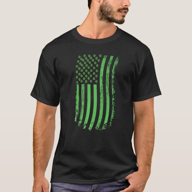 American Flag Ireland Flag Saint Patricks Day T-Shirt (Front)