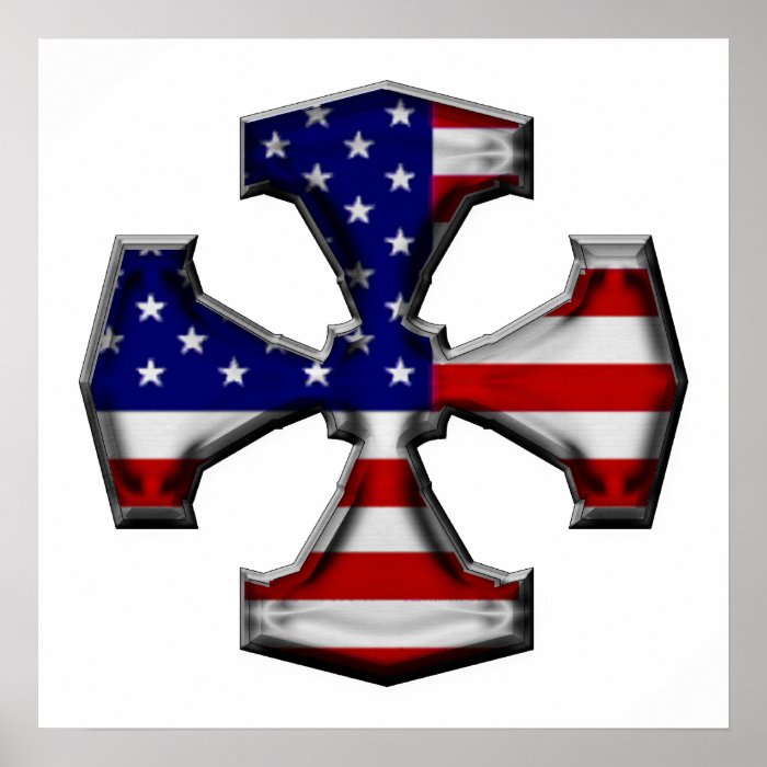 American Flag Iron Cross Posters