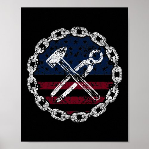 American Flag Ironworker and tools Poster