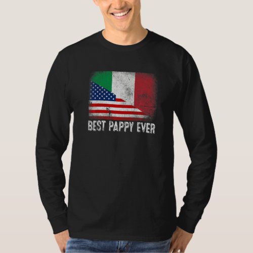 American Flag  Italy Flag Best Pappy Ever Family T_Shirt