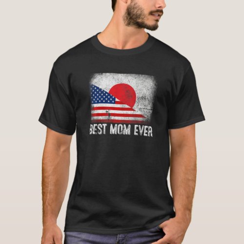 American Flag  Japan Flag Best Mom Ever Family T_Shirt