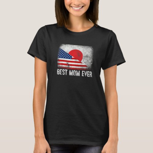 American Flag  Japan Flag Best Mom Ever Family T_Shirt