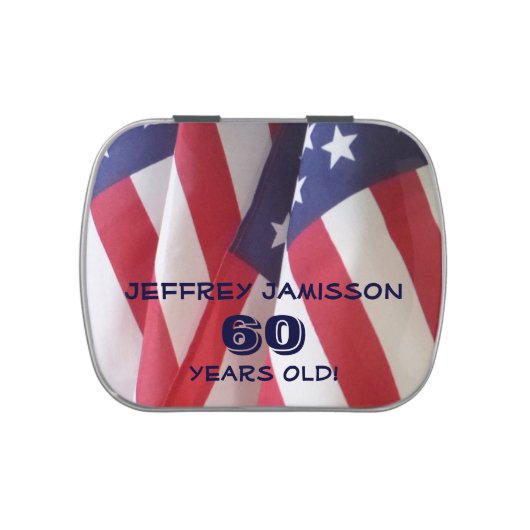 American Flag Jelly Belly Candy Tin 60th Birthday (Top)