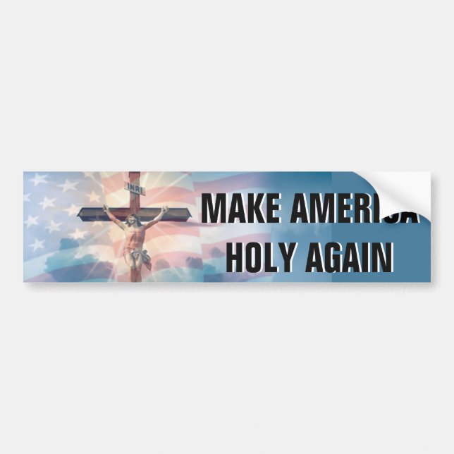 American Flag Jesus Crucifix in Clouds Bumper Sticker (Front)