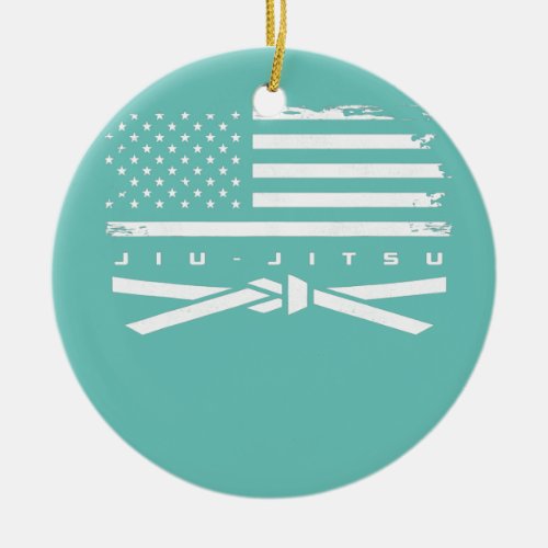 American Flag Jiu Jitsu Apparel White Belt Jiu Ceramic Ornament