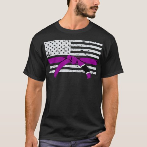 American Flag Jiu Jitsu Purple Belt Rank BJJ T_Shirt
