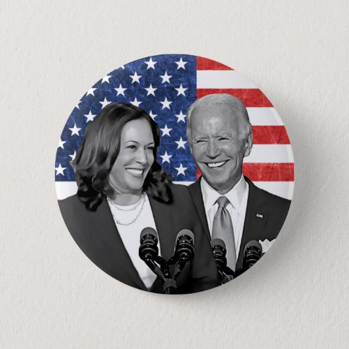 American Flag Joe Biden and Kamala Harris Button