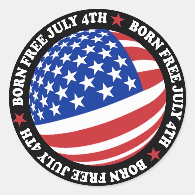 American Flag July 4th Classic Round Sticker (Front)