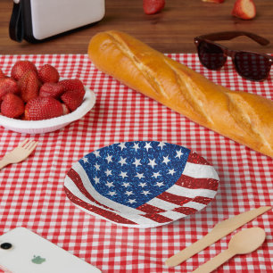 American Flag July 4th Glitter Paper Bowls