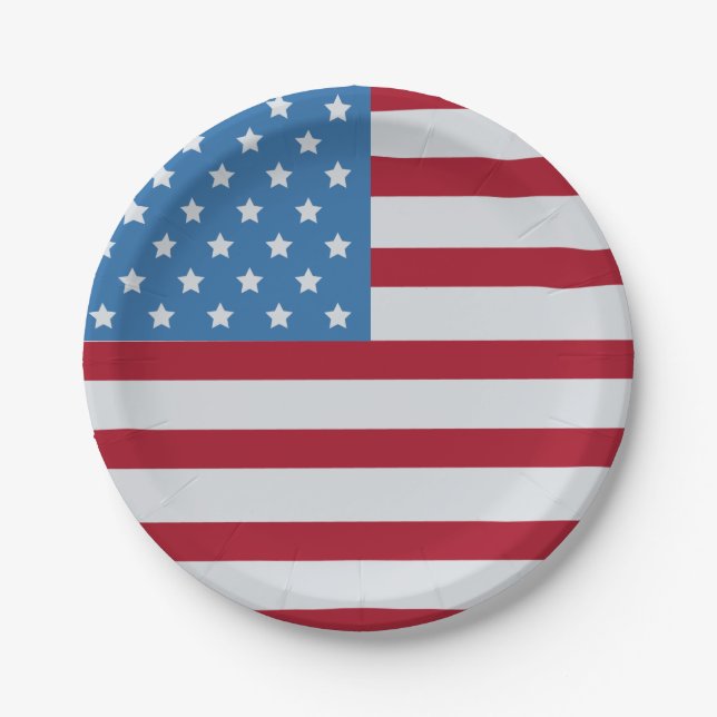 American Flag July 4th Paper Plates (Front)