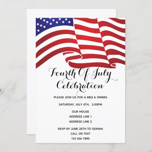 American Flag July 4th Party Invitation