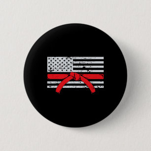 American Flag Karate Gift Tae Kwon Do Fighter Comt Button